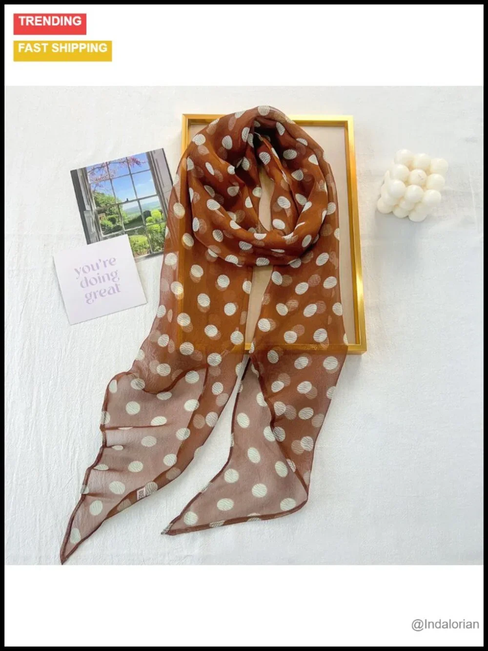 Chiffon Polka Dot Scarf - Lightweight Neck Scarf Head Wrap Versatile Styling